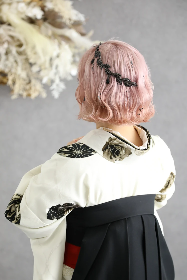 TAKAZEN　奈良　卒業式　袴　ヘアアレンジ　イマドキ　かわいい　ハーフアップ　編み下ろし　ドライフラワー　カチモリ