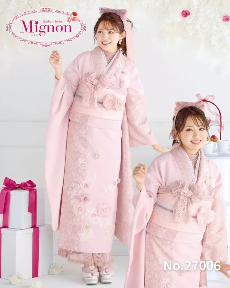 成人式　大阪　レンタル　ミニョン　フレンチガーリー　立体花　レースインナー