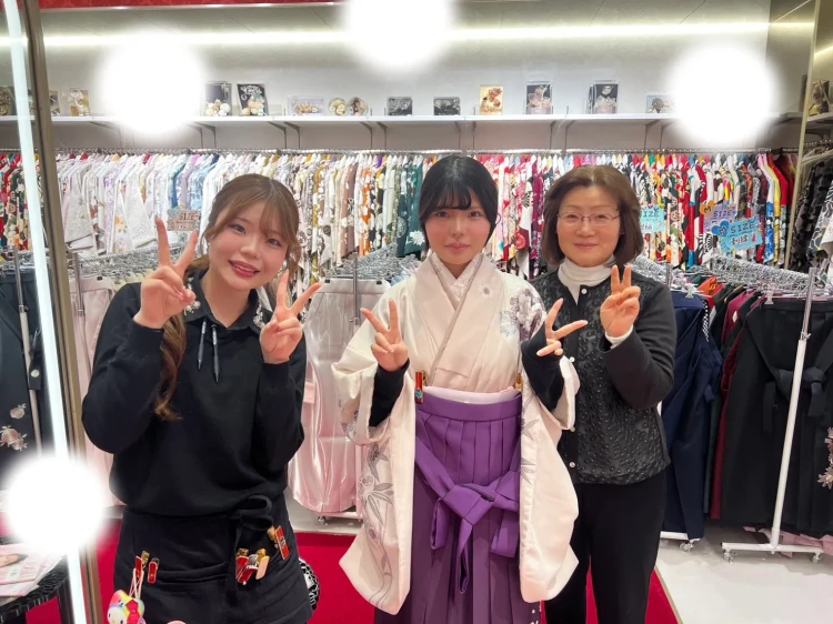 卒業式　袴　レンタル　くすみピンク　古典　紫