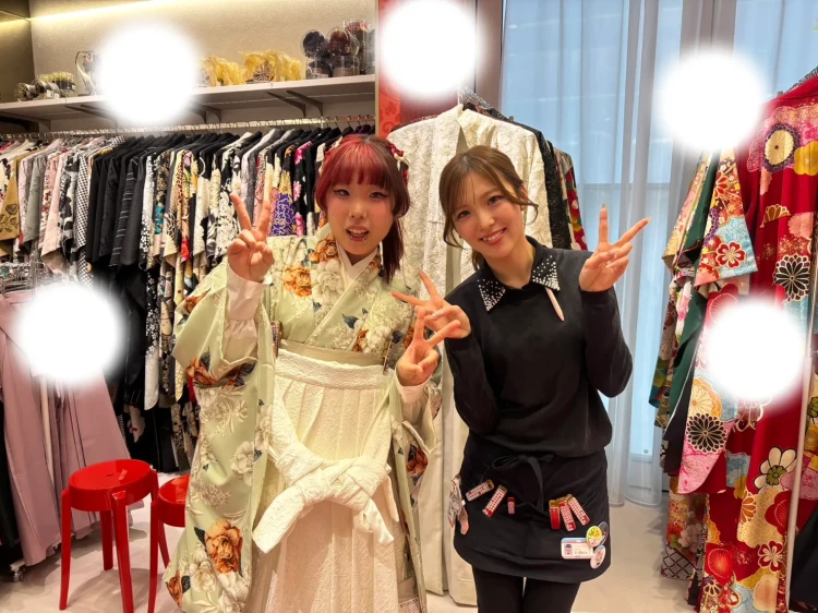 卒業式　袴　レンタル　梅田　くすみカラー