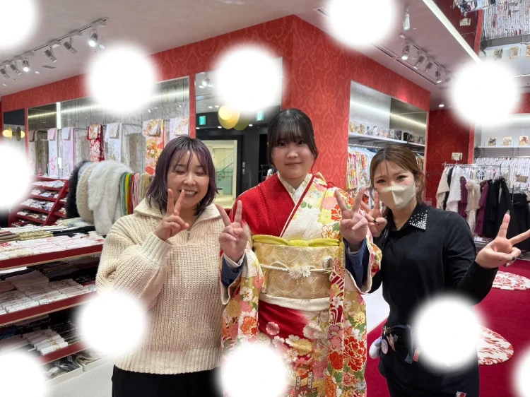 成人式　前撮り　梅田　古典柄　赤　白　