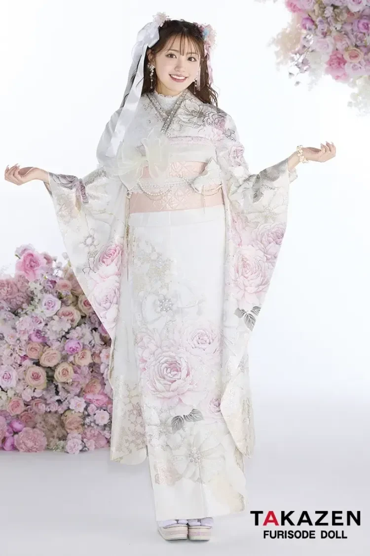 奈良　橿原　ヘップバーン最新作　コスメカラー　白ピンク　薔薇柄/リボン柄　一番かわいい　ガーリー　キラキラ　スワロフスキー・パール付き　香音【通販可】27002