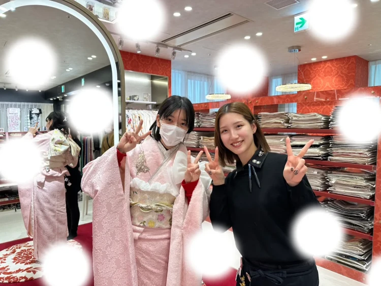 成人式　前撮り　梅田　振袖レンタル　袴レンタル　家族写真　前撮り撮影会　ピンク　キラキラ