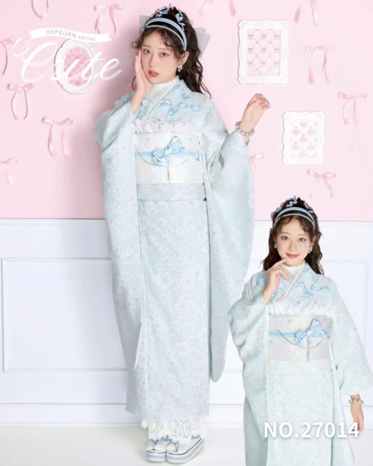 成人式　大阪　レンタル　キュート＆ガーリー　リボン　水色