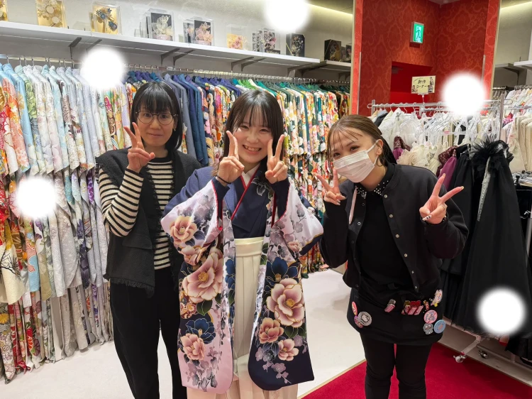 卒業式　袴　レンタル　紺色　華やか　可愛い