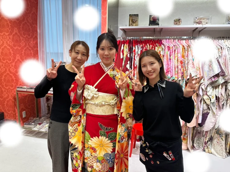 成人式　振袖　梅田　赤色
