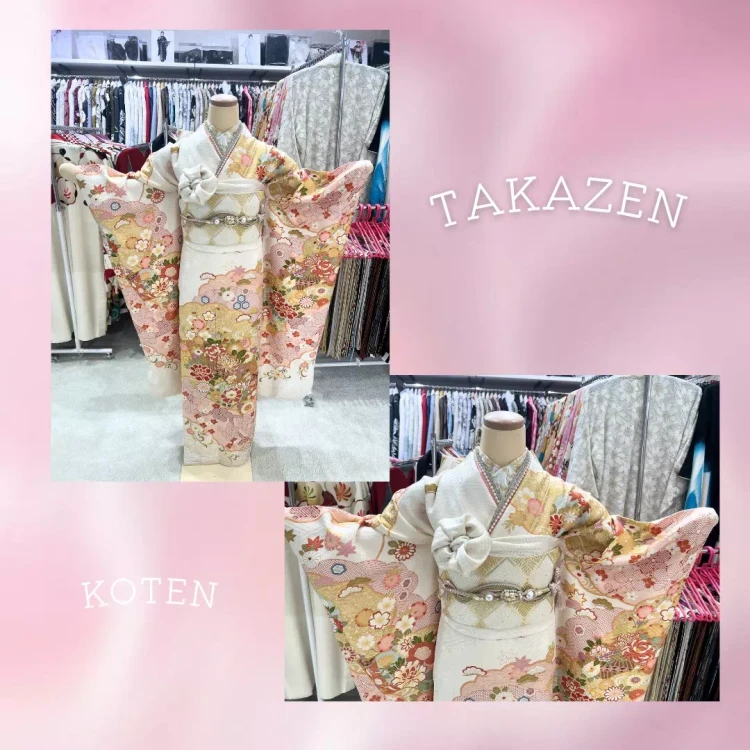 TAKAZEN神戸旧居留地店　成人式　振袖レンタル　可愛い　イマドキ　古典　ピンク　白　上品