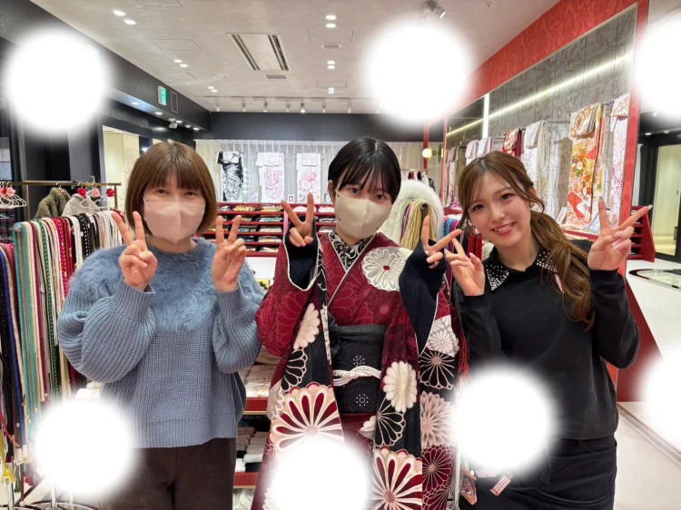 成人式　前撮り　梅田　振袖レンタル　袴レンタル　家族写真　前撮り撮影会　エンジ　ボルドー　大人っぽい　おしゃれ