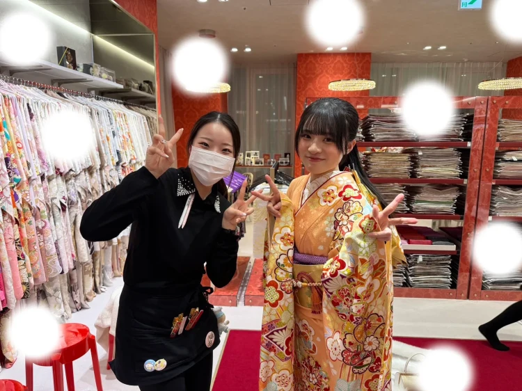 成人式　振袖　梅田　オレンジ