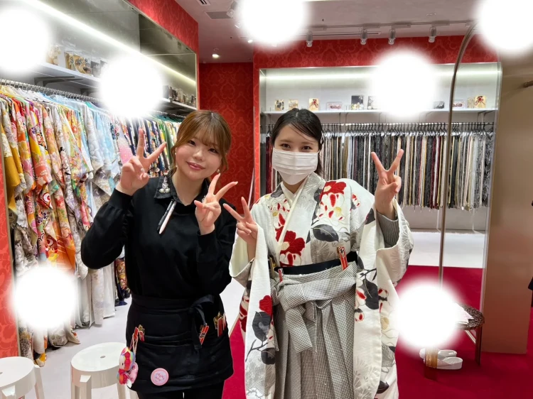 【大阪・梅田で成人式振袖・袴をお探しの方へ】♡27日　大阪梅田で白の古典柄袴姫ちゃん♡ TAKAZEN大阪梅田本店♡