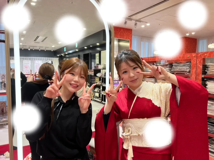 成人式　前撮り　梅田　振袖レンタル　赤　ジャパンモード