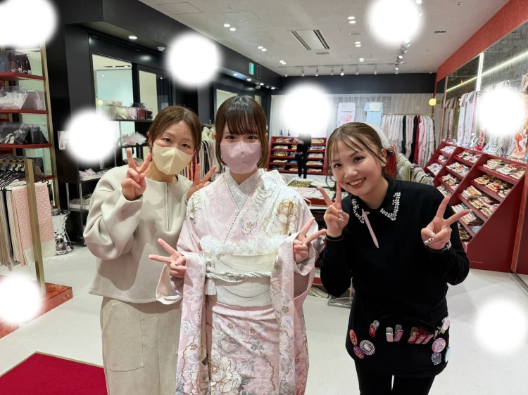 成人式　振袖　梅田　ピンク
