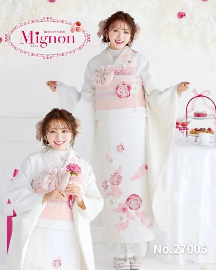 成人式　大阪　レンタル　ミニョン　フレンチガーリー　立体花　レースインナー