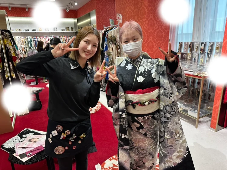 成人式　振袖レンタル　黒　綺麗め　豪華