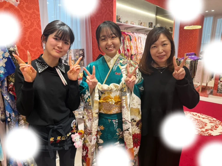 成人式　前撮り　梅田　振袖レンタル　袴レンタル　家族写真　前撮り撮影会　大阪　人気　古典　緑