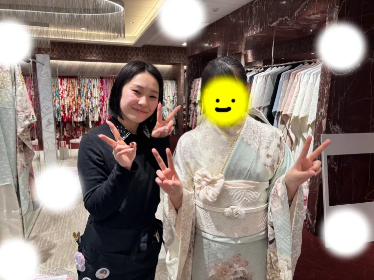 振袖　成人式　かわいい　くすみ　ミントグリーン