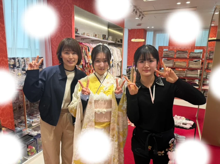 成人式　振袖　梅田　黄色　くすみカラー　豊中　茨木