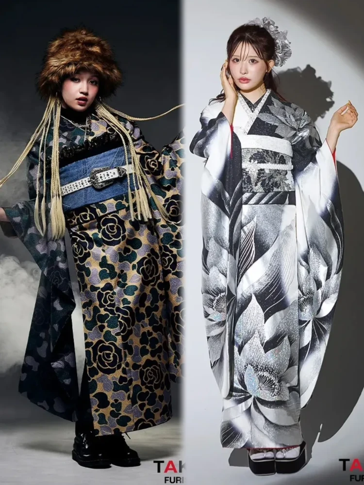 ぽっちゃりさん向けのかっこいい振袖を着ている様子