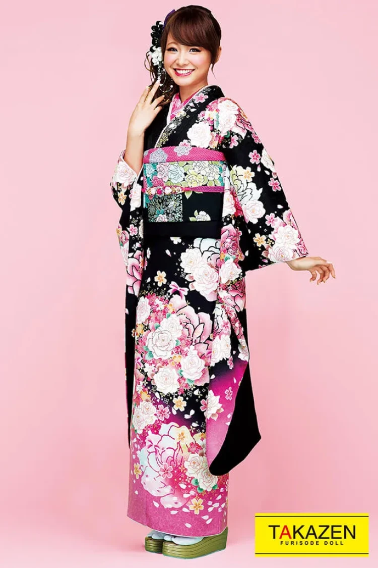 黒ピンクの量産型コーデができるキュート振袖