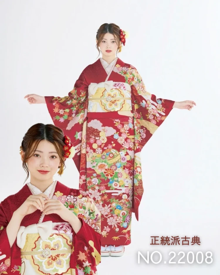 TAKAZEN心斎橋店プレミアム古典　吉澤織物振袖最高級金彩手描友禅上品な振袖　清楚赤色鞠柄