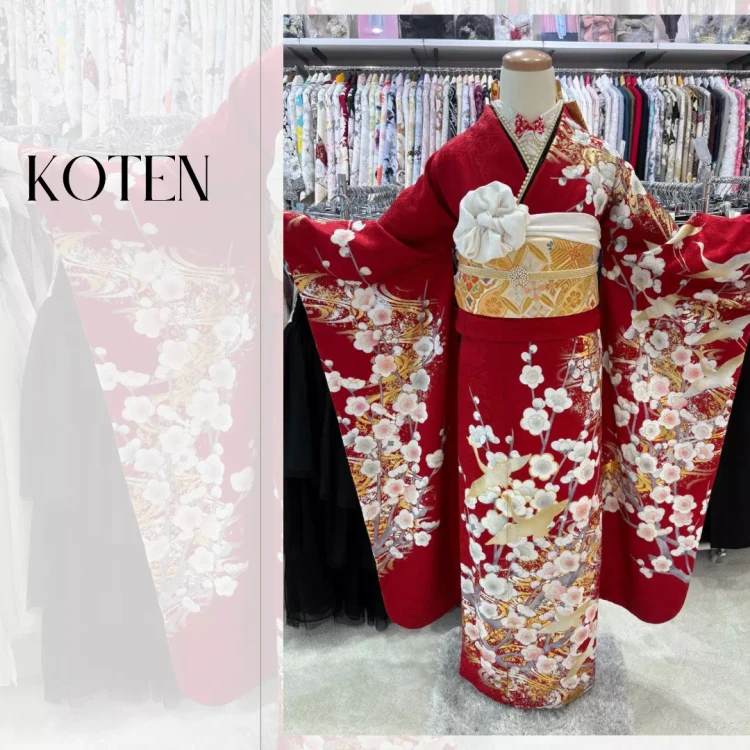 TAKAZEN神戸旧居留地店 2027・2028年成人の方にオススメの赤地粋古典柄お振袖コーディネートのご紹介です