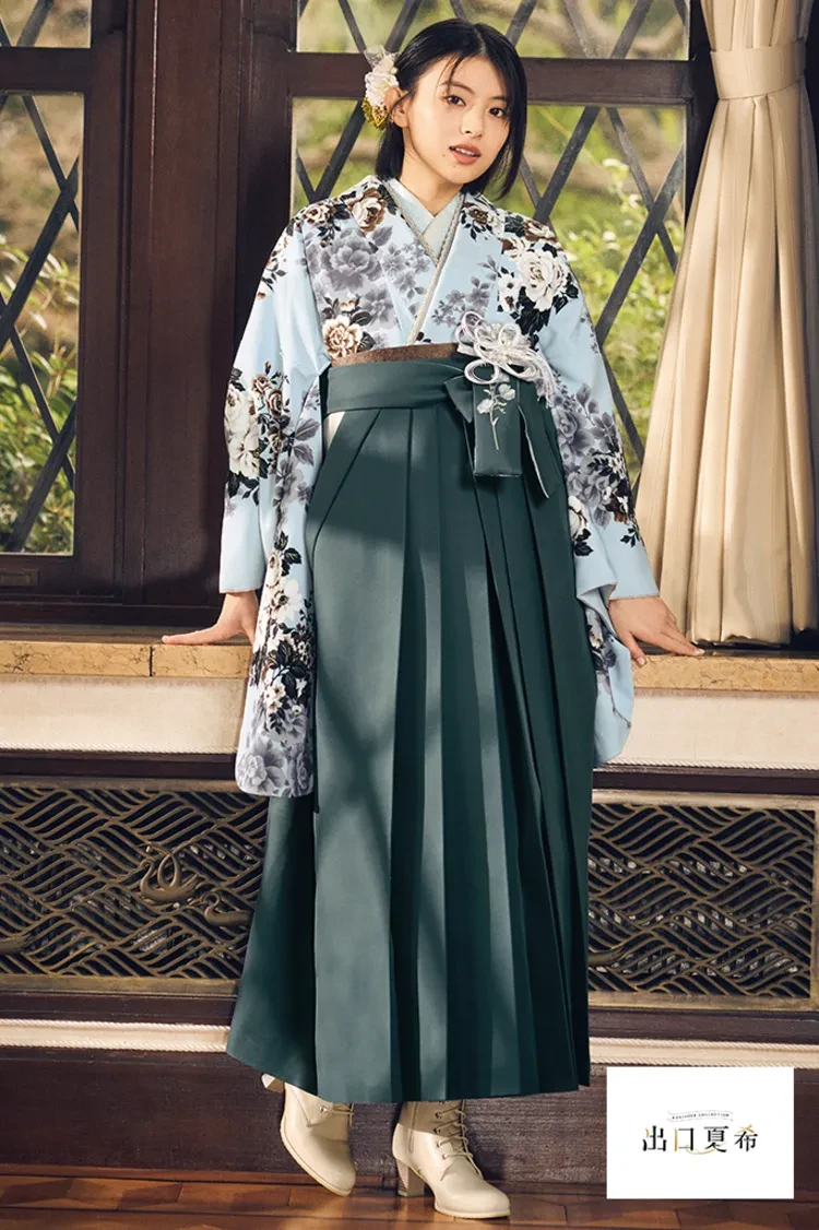 TAKAZENのレンタル袴 出口夏希ブランド袴　正統派古典　水色　くすみカラー古典　古典柄　和モダン　清楚な袴コーデ【通販可】R26085