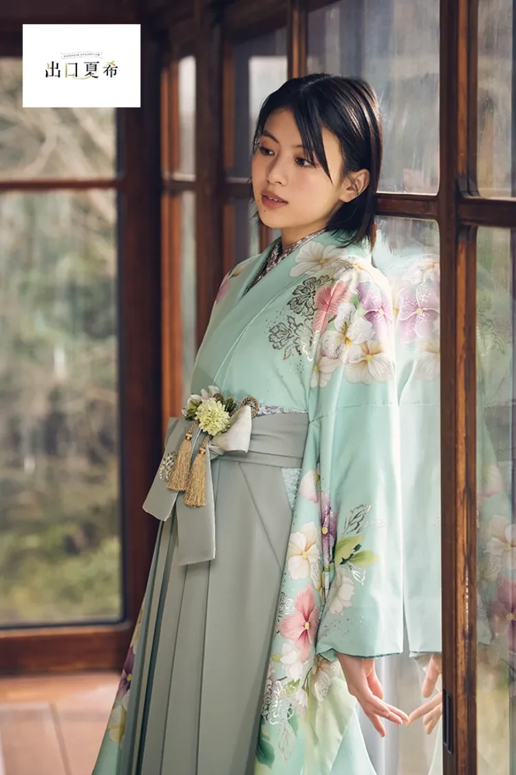 TAKAZENのレンタル袴 出口夏希ブランド袴 正統派古典 ミントグリーン 古典柄 清楚 控えめ おしとやか ナチュラル【通販可】R26086