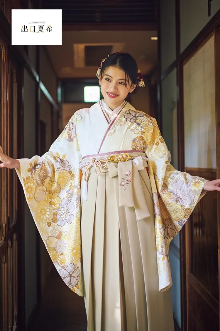 TAKAZENのレンタル袴 出口夏希ブランド袴　正統派古典　白金　古典柄　きれいめ　大人っぽい　上品な袴コーデ【通販可】R26089