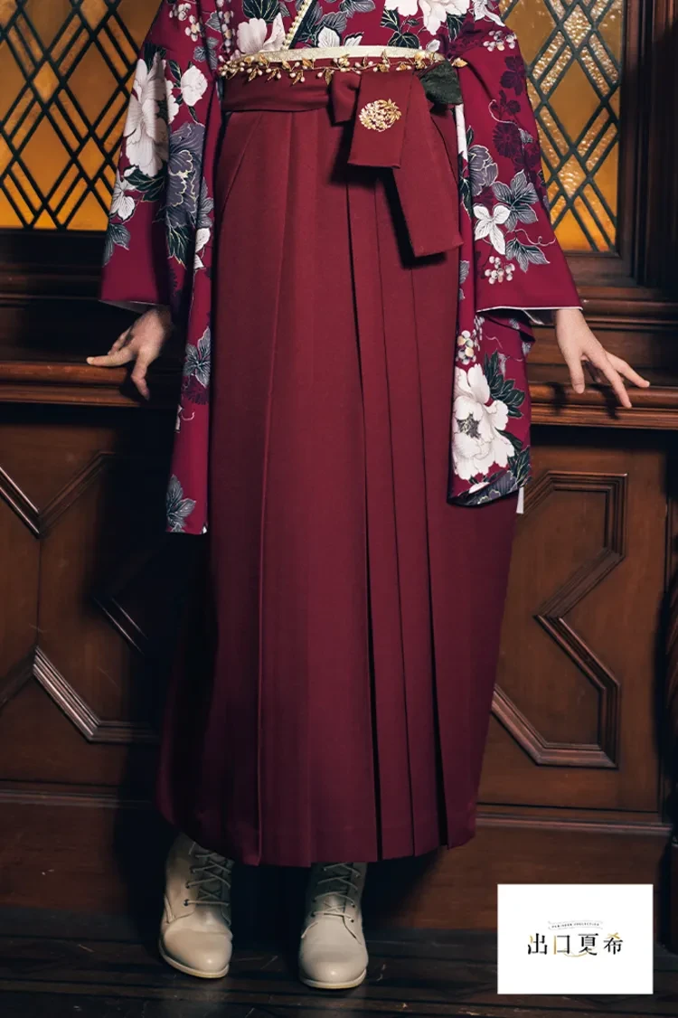 TAKAZENのレンタル袴 出口夏希ブランド袴 正統派古典 ワインレッド モダン きれいめ 大人っぽい ワントーンコーデ【通販可】R26090