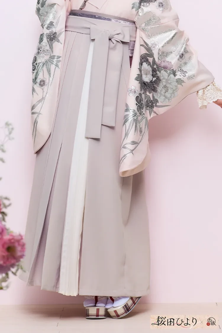 TAKAZENのレンタル袴 桜田ひよりブランド袴　正統派古典　ピンク　くすみ系　控えめ　大人っぽい　プリーツ袴【通販可】R26091