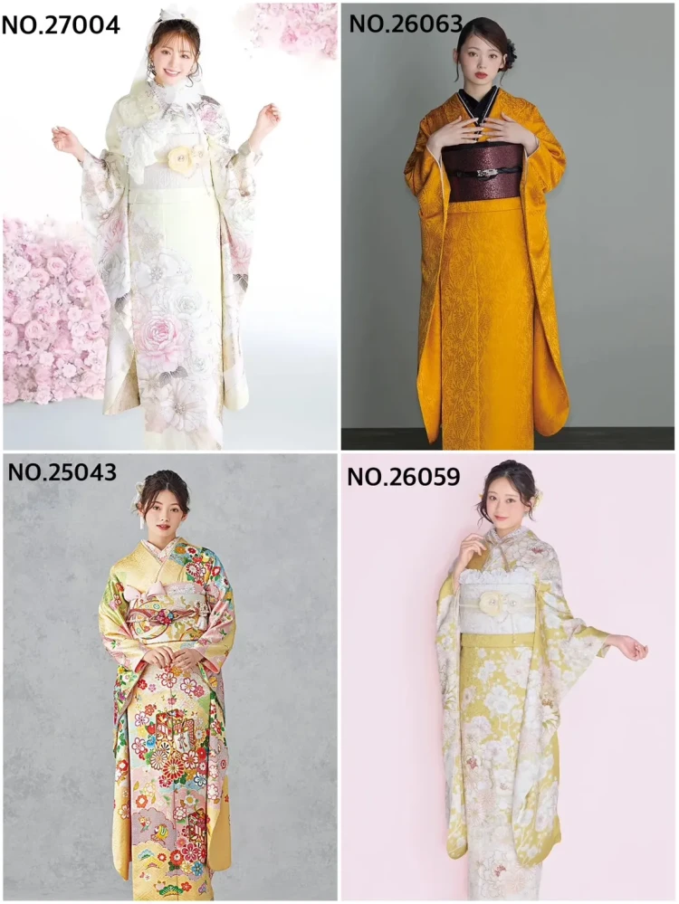 TAKAZEN奈良店の黄色のお振袖のコーディネート