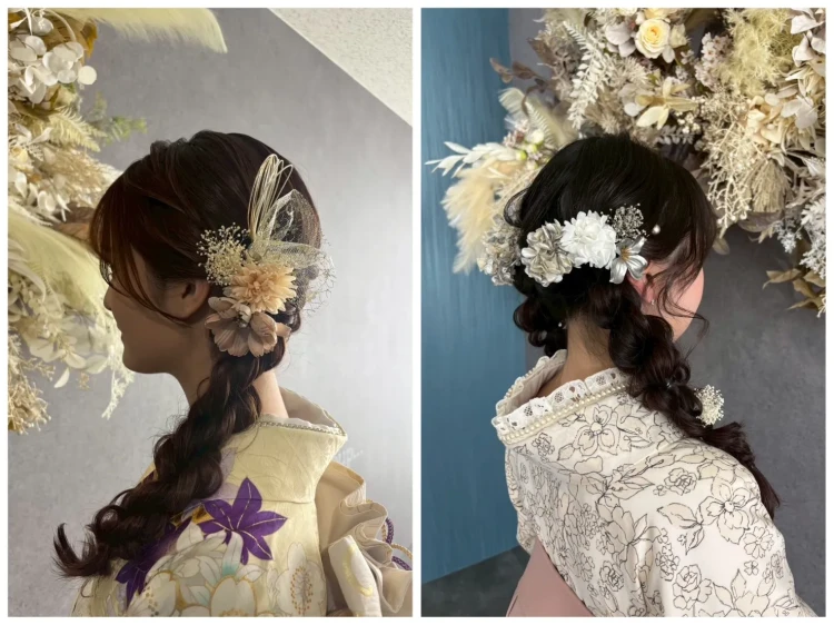 TAKAZEN奈良店で成人式・卒業式の前撮り・後撮りをされたお客様のヘアアレンジをご紹介いたします。