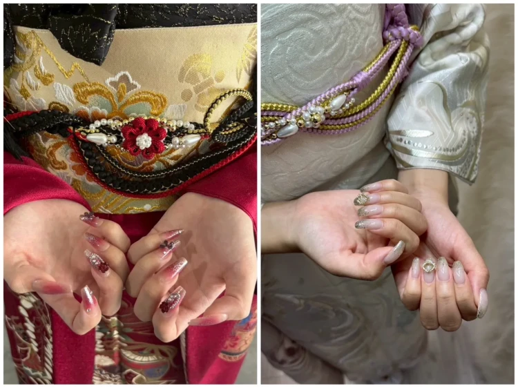 TAKAZEN奈良店で成人式・卒業式の前撮り・後撮りをされたお客様のネイルデザインをご紹介いたします。