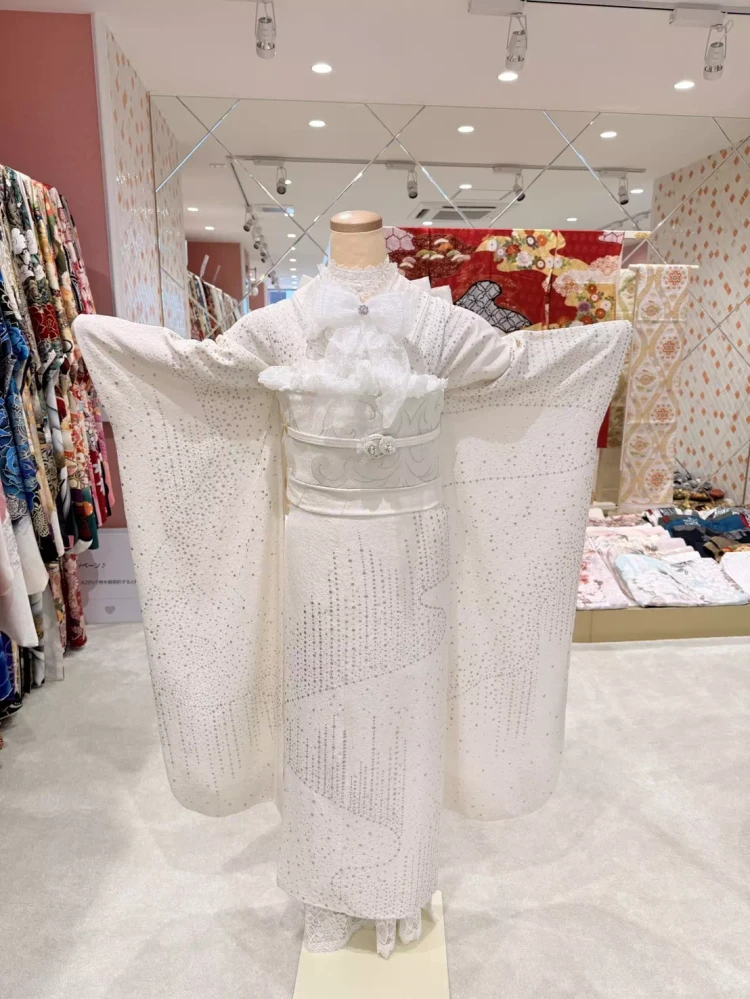 白振袖 全身 コーデ キラキラ 上品 姫路 加古川