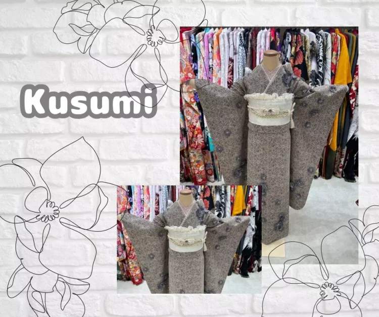 TAKAZEN神戸旧居留地店のグレーのくすみカラーお振袖のコーディネートのご紹介