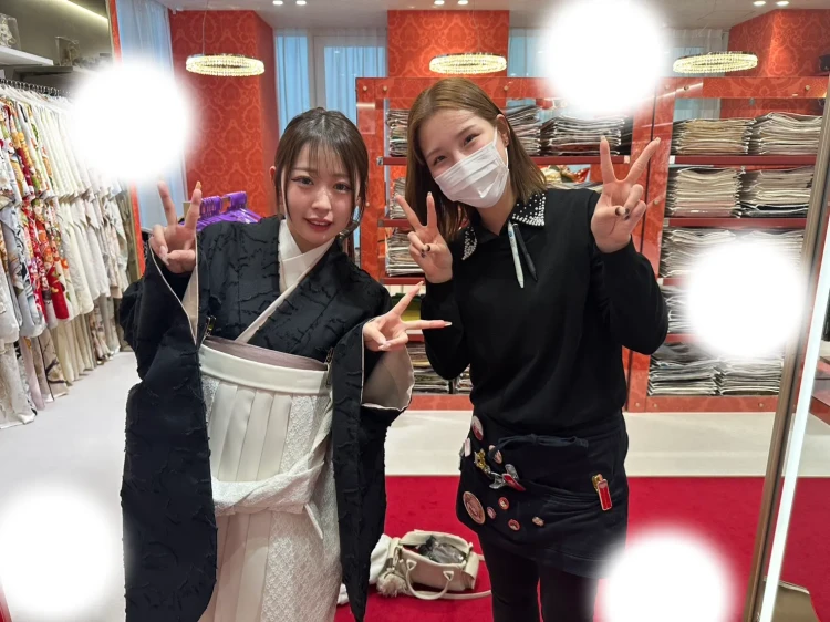 【大阪・梅田で成人式振袖をお探しの方へ】♡1日　大阪梅田振袖黒のとってもオシャレでかわいい袴姫ちゃん♡ TAKAZEN大阪梅田本店♡