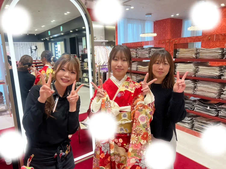 成人式　振袖　梅田　王道に正統派な赤色古典柄