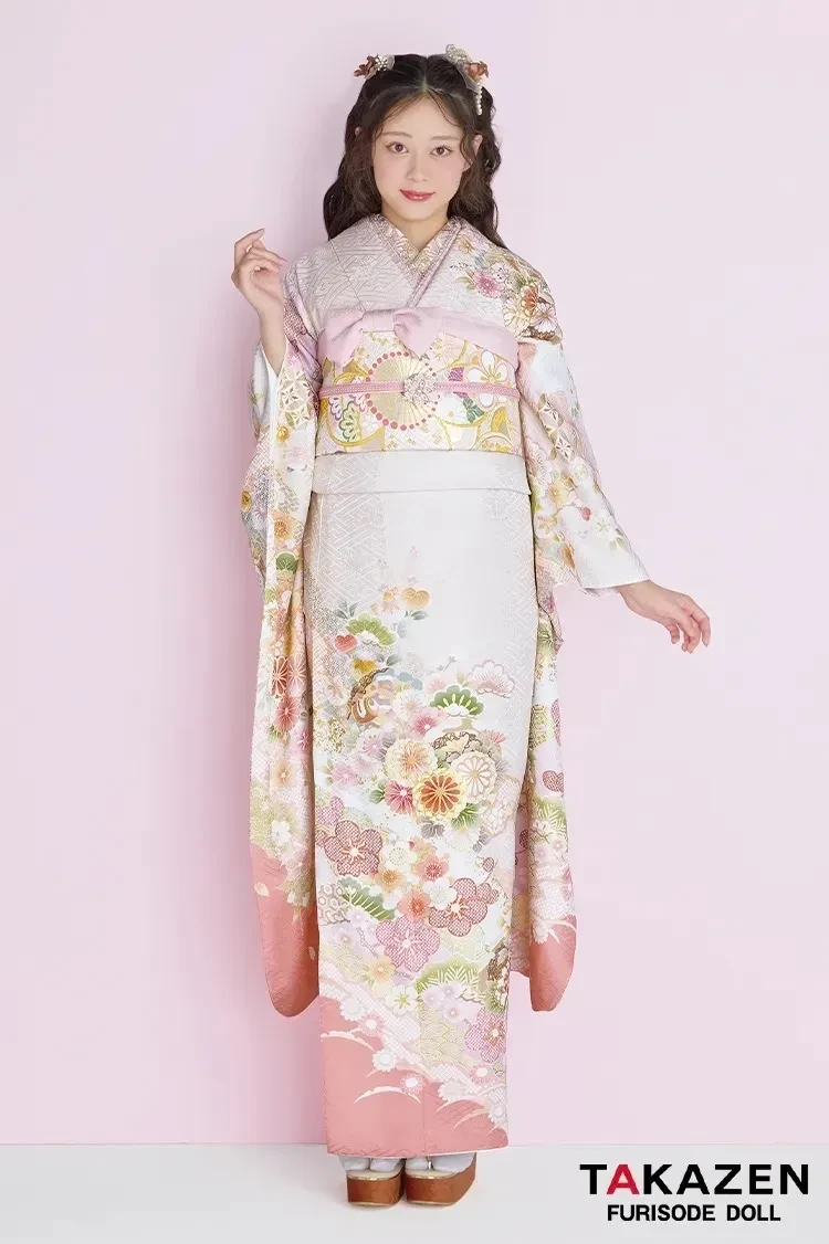 堺市で成人式振袖レンタルくすみカラーの小柄お振袖