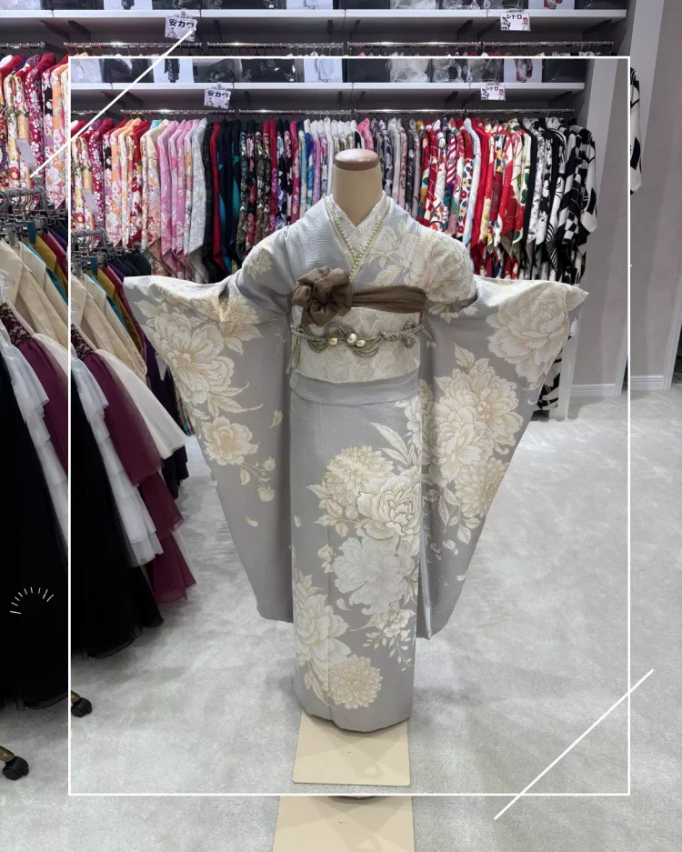 グレー地くすみお振袖コーディネート