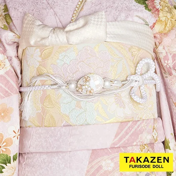 帯締め　白/ホワイト　スワロフスキー付き　お洒落　キラキラ