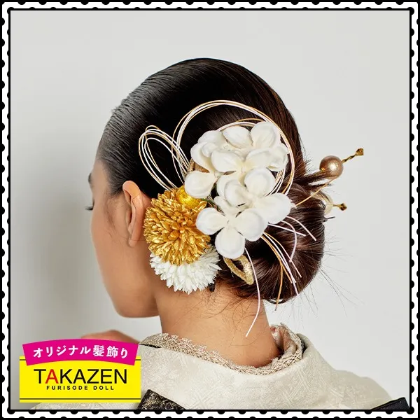 水引で女性らしく華やかな印象になる髪飾り