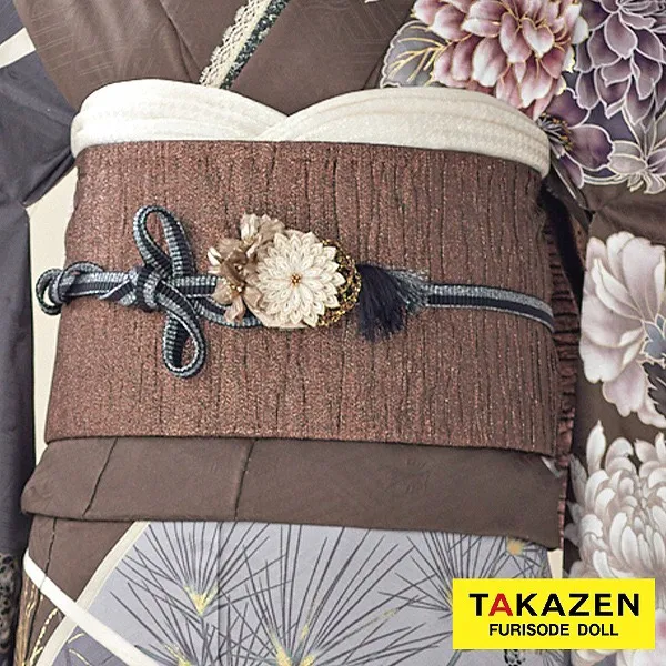 ネットレンタルシンプル帯　ブラウン　ラメ　無地　ヴィンテージ　珍しい生地