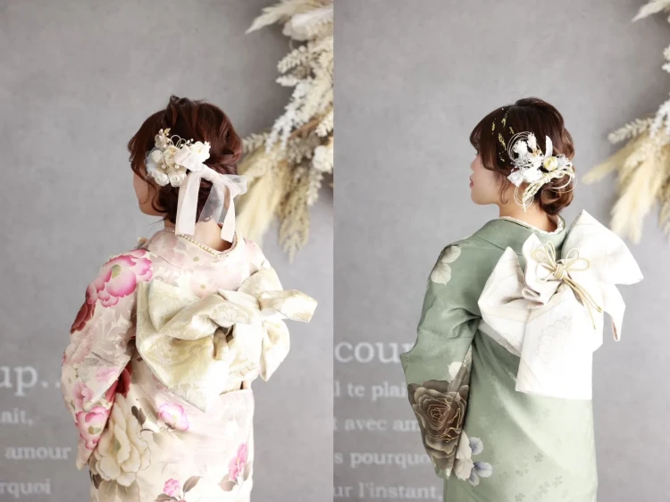 TAKAZEN橿原店の成人式前撮りヘアカタログ。王道ゆるふわシニヨン。