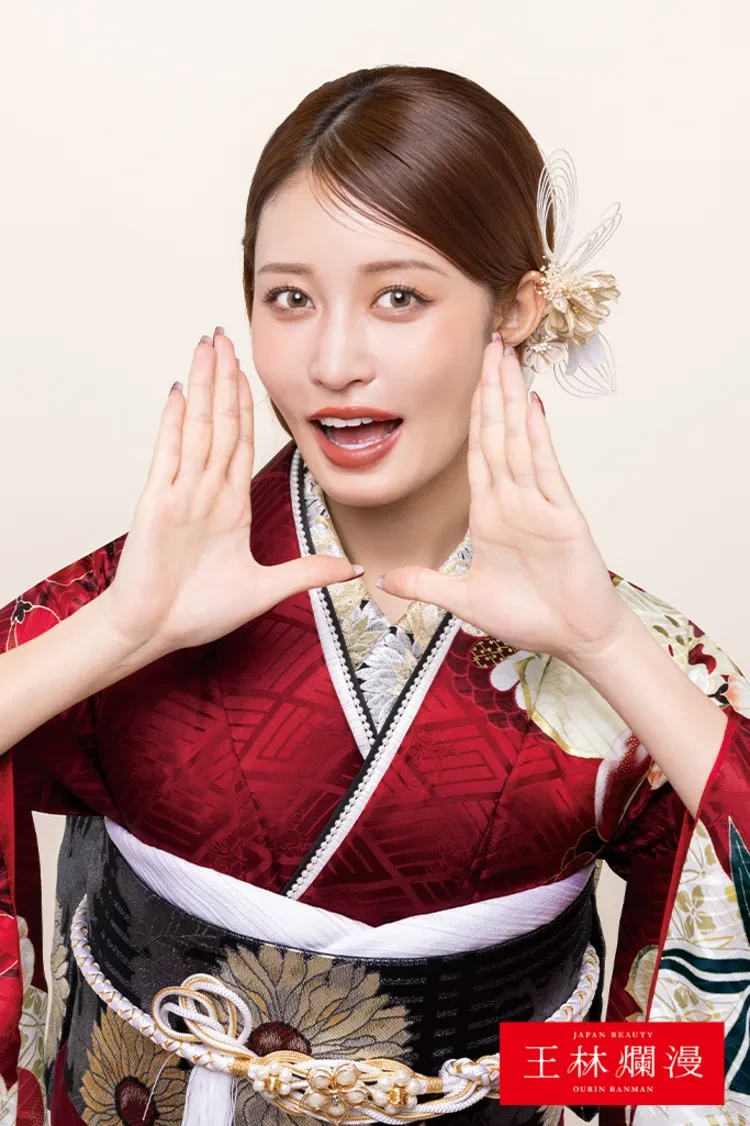 TAKAZENのレンタル振袖 王林爛漫　赤地　古典柄　きれいめ　大人っぽい　王道　かっこいい【通販可】K1327
