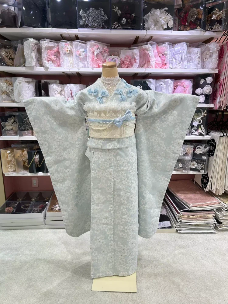 TAKAZEN姫路店　姫路市　成人式　卒業式　袴　振袖　イマドキ振袖　　ヘップバーン振袖　水色振袖　リボン振袖