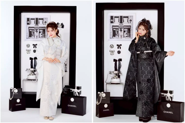 TAKAZEN姫路店　姫路市　加古川市　加古川振袖　たつの振袖　振袖レンタル　成人式　振袖　タカゼンオリジナル振袖　かわいい振袖　モノトーン振袖　白振袖　黒振袖　スワロフスキー付き振袖