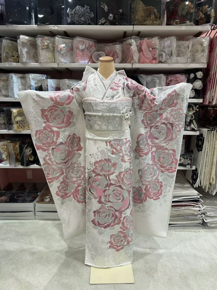 TAKAZEN姫路店　振袖　成人式　姫路振袖　加古川振袖　高砂振袖　キラキラ振袖　スワロフスキー振袖　ピンクバラ振袖　薔薇柄
