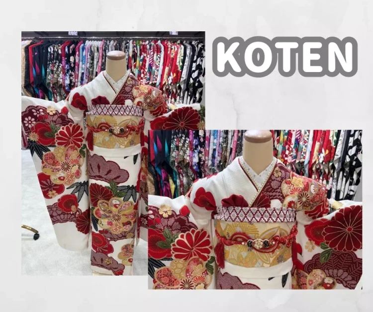 TAKAZEN神戸旧居留地店の赤色としぼりが特徴的なお振袖