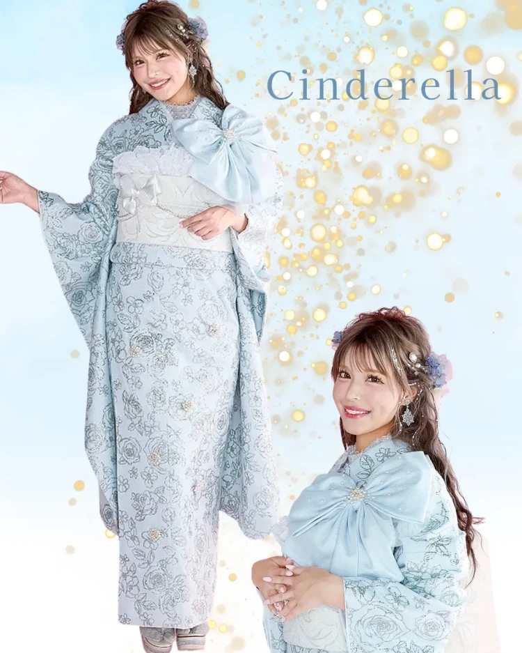 ヘップバーンシュシュの水色でシンデレラコーデ