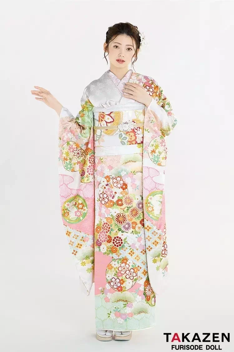 吉澤織物の白地ピンク最新作プレミアム古典振袖